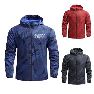 Chaqueta informal fina de primavera y otoño para hombre de alta calidad, chaqueta cortavientos para deportes al aire libre con capucha