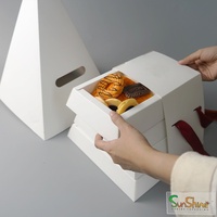 Sunshine Wiederverwendbare Pyramiden-Kuchenbox aus Pappe mit Anpassbarer Farbe - Dreieckiger Takeaway-Behälter