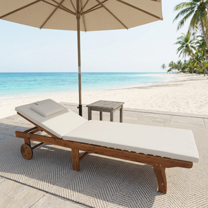 Chaise longue moderne en teck pour extérieur, chaise de piscine inclinable, mobilier de patio, style côtier, design durable sans accoudoirs - Product Image 2