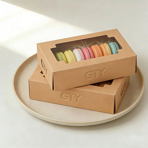 Kotak Macaron dari Karton Kraft Biodegradable Cokelat dengan Jendela Transparan untuk Kemasan Kue Truffle dan Dessert - Product Image 2