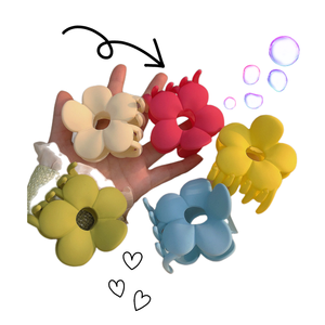 Vente Flash : Pinces à Cheveux Coréennes Estivales pour Femmes et Filles, Accessoires Quotidiens en Plastique Mat Coloré, Motifs Floraux Tendance - Product Image 1