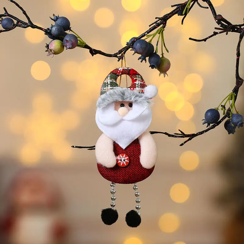 High Quality Luxury Christmas Tree Decorations Gift Mini Santa Claus Doll Fabric Pendant Hanging Christmas Tree Ornaments