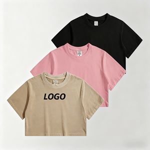 TYZX 2025, gran oferta, venta al por mayor, Top corto informal para mujer, camiseta recortada de algodón con logotipo personalizado para mujer, Top corto personalizado con logotipo - Product Image 1