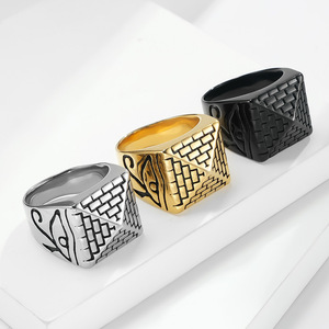 Egyptian Pyramid Horus Eye Stainless Steel <b>Ring</b> Men's Titanium Steel Fashion Jewelry Gold Color Gift - Product Image 2