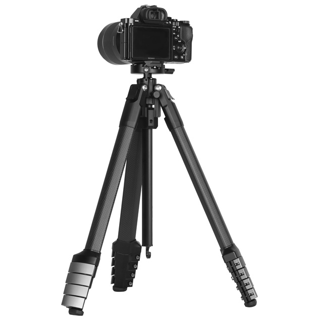 Kingjoy Compact Carbon Fiber Travel Tripod Stand with 360 Ball Head Quick Release Plate for DSLR Camera Phone