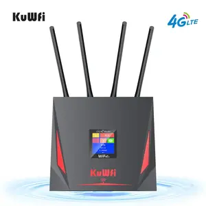 Snelle Levering Kuwfi Router Wifi 4G Lcd-Scherm 300Mbps Hoge Snelheid 10 Gebruikers Indoor 4G Lte Wifi Router Met Sim-Kaartsleuf