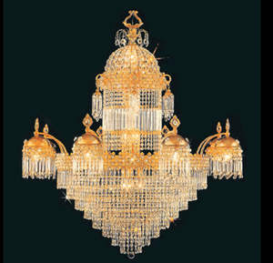 Lustre led doré en cristal au style européen, design moderne, éclairage d'intérieur, luminaire décoratif de plafond, idéal pour une église - Product Image 2