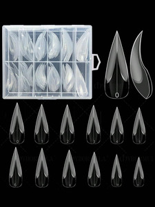 120 pièces 3D Stiletto <span class=keywords><strong>faux</strong></span> ongles conseils Transparent aigle <span class=keywords><strong>griffe</strong></span> presse sur les ongles couverture complète doux Gel Extension conseils moules - Product Image 4