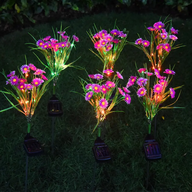 Солнечная светодиодная цветков хризантемы свет на открытом воздухе 7 видов цветов искусственный цветок свет праздник Пейзаж сада Parthway свет
