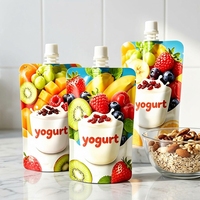 Sachets à bec verseur YSH en plastique brillant avec film de plastification, pour emballage de snacks, fruits et yaourts, pour supermarchés