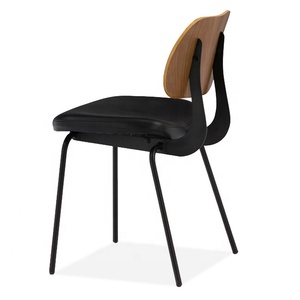 Silla <span class=keywords><strong>de</strong></span> Comedor <span class=keywords><strong>de</strong></span> Diseño Moderno Personalizada, Silla <span class=keywords><strong>de</strong></span> Metal para Cafetería con Respaldo <span class=keywords><strong>de</strong></span> Madera y Asiento <span class=keywords><strong>de</strong></span> Cuero PU para Restaurante - Product Image 2