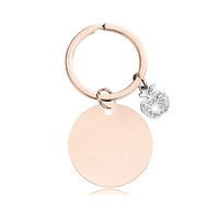 Porte-clés pendentif disque en acier inoxydable Ywyougang, breloque 3D double face vintage pomme/abeille/cœur, personnalisable, étanche