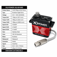 Servomoteur sans balais XQ-POWER XQ-S9150D à couple élevé de 180 kg, étanche, 16,8 V, engrenages en acier inoxydable pour bras robotisé