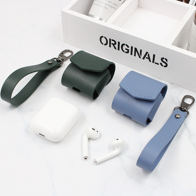 PU Leather Bluetooth Headsets Case Earphones Bag with Lanyard and Charging Port Protective for Storage Wholesale Customizable