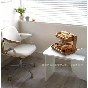 Wooden Double Tier Fruit Basket Storage <b>Rack</b> For <b>Kitchen</b> Food Organization Multifunctional Standing Type - Product Image 2