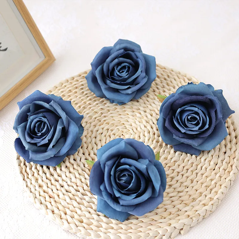 Flores artificiales Crafting Elegance 10cm Tela Cabezas de rosas de seda para Bodas de bricolaje y estilo de hogar de lujo