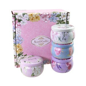 バレンタインホリデーギフトバスヨガリラックス4.4オンスフレグランスティンジャー高級大豆ワックス香りキャンドルギフトセット女の子用 - Product Image 1