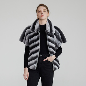Gilets en fourrure de lapin pour <span class=keywords><strong>femme</strong></span> Chinchilla New Coming Winter Real Fur Vest - Product Image 1