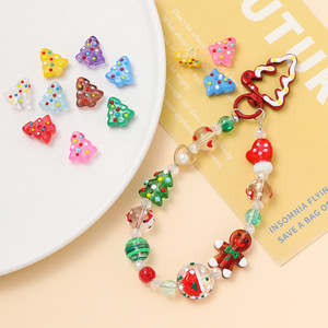 Christmas Tree Beads 15x16.5mm Hand-Painted Polka Dot DIY <b>Ornaments</b> Beading Accessories Festival Decorations - Product Image 1
