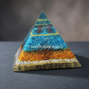 Large Turquoise Citrine Quartz Chips Aluminium Layer Orgone <b>Pyramid</b> Crystals Healing Reiki Rocks Minerals for Meditation - Product Image 3