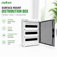 EBASEE Boîtier de distribution électrique universel AC/DC personnalisable à 54 voies et 3 rangées, montage en surface, avec porte transparente