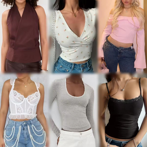 थोक परिधान स्टॉक सेक्सी महिलाएं शीर्ष उच्च गुणवत्ता वाले फैशन मिश्रित शैली थोक वस्त्र - Product Image 5