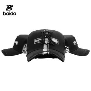 Casquette de baseball vintage sportive à 5 panneaux avec broderie de lettres, visière incurvée G5, en tissu de coton, unisexe, toutes saisons, performance, strass - Product Image 4