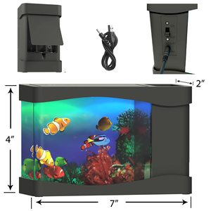 도매 수족관 액세서리 미니 수족관 USB/배터리 구동 인공 어항 3마리의 움직이는 물고기 모형 포함 - Product Image 2