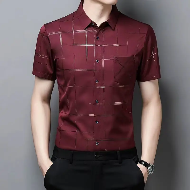 New Fashion Trend Business Social Shirt Non Iron Youth Compression Stock Elegant Official Shirts Men