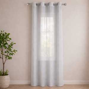 Rideau d'intérieur semi-transparent 140x280cm avec œillets métalliques gris - Product Image 1