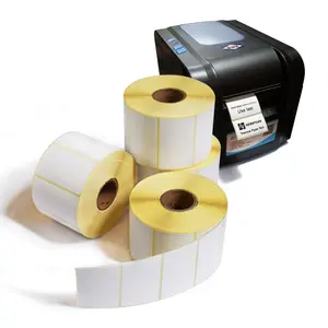 Rouleaux d'étiquettes thermiques directes vierges de taille personnalisée en papier adhésif permanent