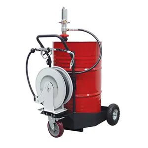 Air Operated Pneumatic Mobile Lubricant Oil Dispensing Trolley Kit with Hose Reel
