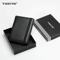 Portefeuille anti-vol RFID en cuir véritable de 6.1 pouces pour hommes, style professionnel, chaud et lisse, court, imperméable et respirant, ouvert