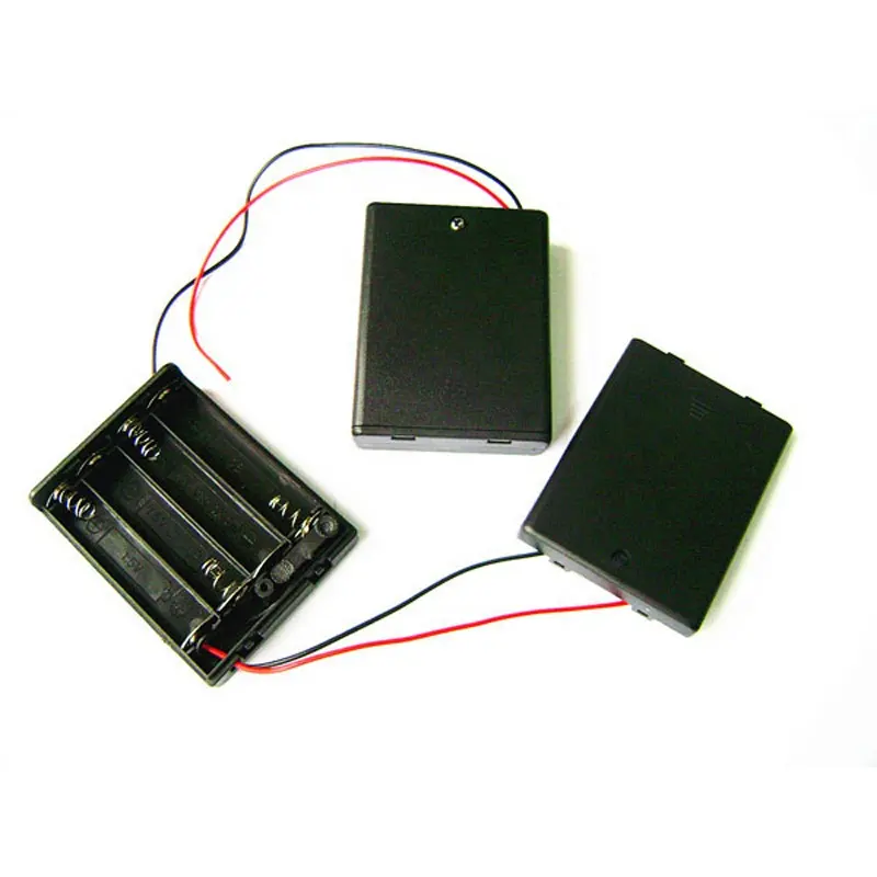 ON/OFF Switch Black 4 X 1.5V AAA Batteries Holder Case Storage Box With Lead Wire