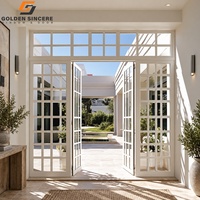 Porte française en aluminium de luxe GS, double battant, avec grille en verre, pour villa