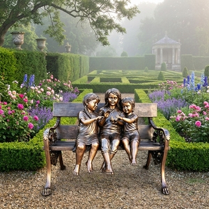 Estatua <span class=keywords><strong>de</strong></span> Bronce <span class=keywords><strong>de</strong></span> Niños en un Banco a Tamaño Real - 'Amigos <span class=keywords><strong>de</strong></span> la <span class=keywords><strong>Infancia</strong></span>' Escultura Grande <span class=keywords><strong>de</strong></span> Bronce para Jardín - Product Image 5