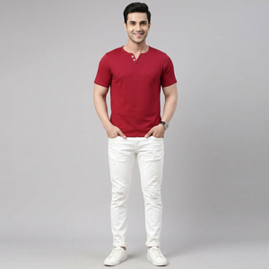 Camisetas de Alta Calidad para Hombre, Personalizadas, de Manga Corta, Cuello Redondo, Corte Curvo, Diseño Sólido, 180 Gramos, Felpa, 100% Algodón - Product Image 1