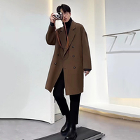 Real Wool Cashmere Coat for Men, Long Trench Overcoat, Warm