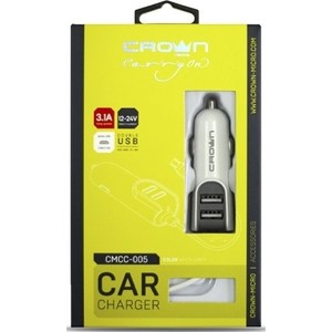 Chargeur de voiture double USB Crown 3.1A avec câble micro USB - Product Image 2