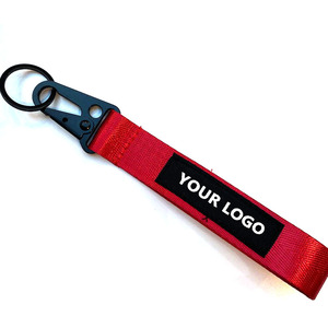Promotional Colorful Short Carabiner Wristlet Webbing Nylon Red Short Wrist Lanyard for Motorcycle