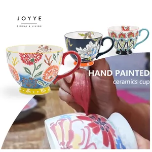 Milk Tea Cups JOYYE 2023 Hand Painted Custom OEM Ceramic Mug Cups Porcelain Breakfast / Milk / Oatmeal / Water / Tea / Coffee Cups