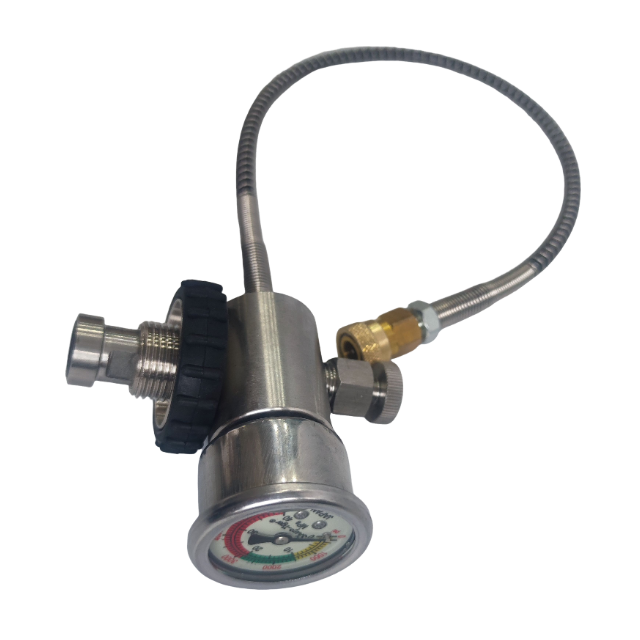 Adattatore Per Valvola Ricarica Aria Con Manometro - Kit Riempimento In Acciaio Inox, Universale E Pratico
