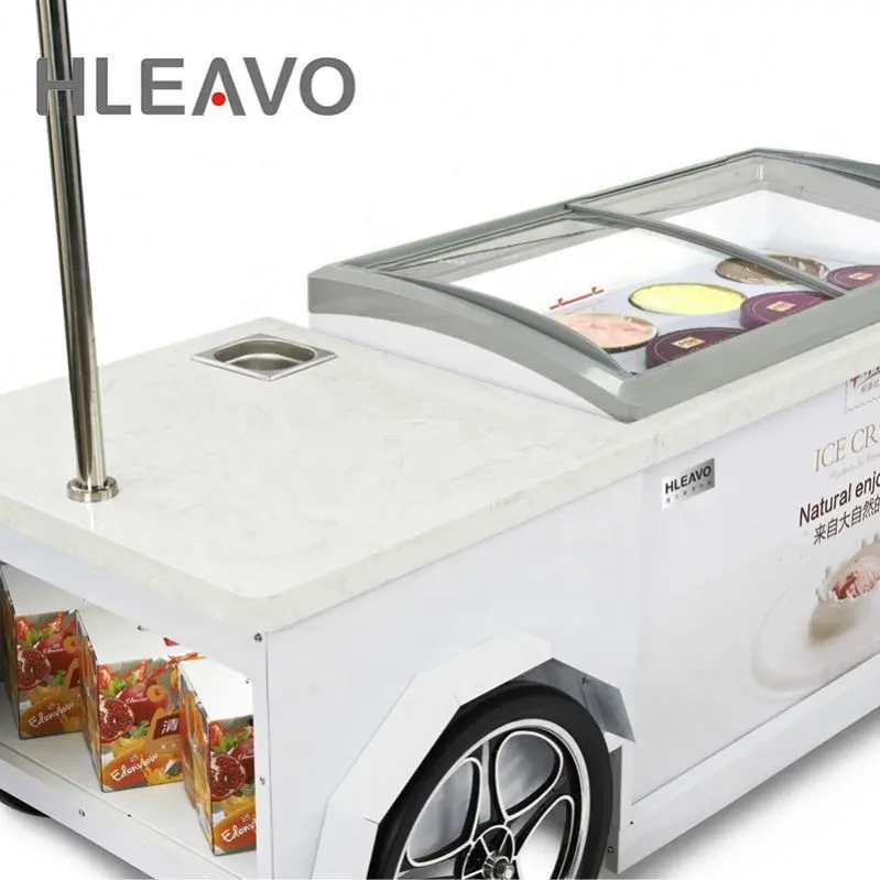 Giá Khuyến Mại Gelato Hiển Thị Tủ Đông Lạnh Xe Để Bán Kem Tay Đẩy Kem Showcase