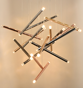 Lampes suspendues nordiques à double extrémité villa hôtel cuisine salle à manger Décoratif or rose Lustre Éclairage - Product Image 6