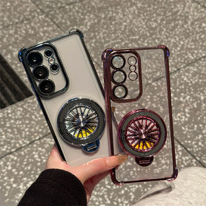 Funda Magnética Electrochapada para <span class=keywords><strong>Teléfono</strong></span> Móvil con Soporte Acrílico para Samsung S26 S25 S24 Ultra A55, Cubierta Transparente con Lente de Cristal y Diamantes - Product Image 3