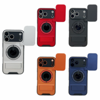 Étui de téléphone multifonctionnel pour 17 Pro Max, support d'anneau, double support, fenêtre coulissante, magnétique, simple, 2 en 1, support de téléphone