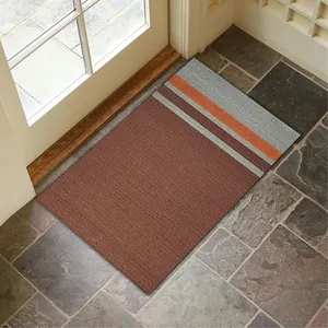 Vente en gros de paillasson Teslin décoratifs antidérapants personnalisés, paillasson à boucle en PVC, tapis utilitaires pour porte d'entrée