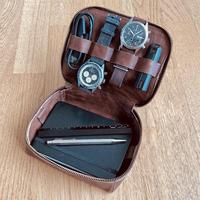 Sac d'artiste cosmétique de voyage professionnel étui de maquillage en cuir véritable étanche avec couvercle de chargeur de support de téléphone PC pratique
