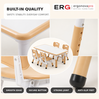 Table et 4 chaises pour enfants, modernes, détachables, réglables en hauteur, avec coins arrondis, pour la maison et la maternelle