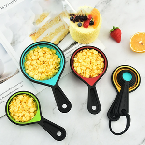 Juego de cucharas medidoras de silicona plegables y coloridas, juego de cuatro cucharas medidoras de silicona para repostería, 4 piezas para cocina - Product Image 5